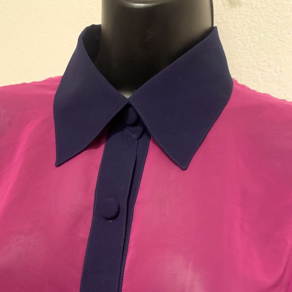 EMMELLE LUXURIOUS CREPE TRI-COLOR TOP - GERANIUM/BERRY/GRAPE